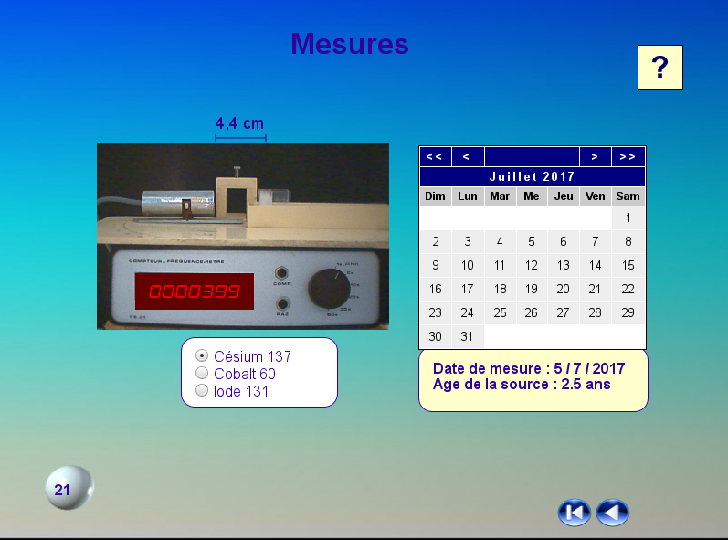 Simulation de comptages à différentes dates et pour différents radioisotopes