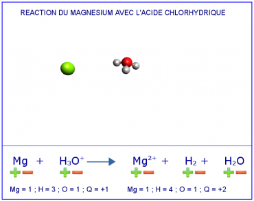 Réaction du magnésium avec l'acide chlorhydrique